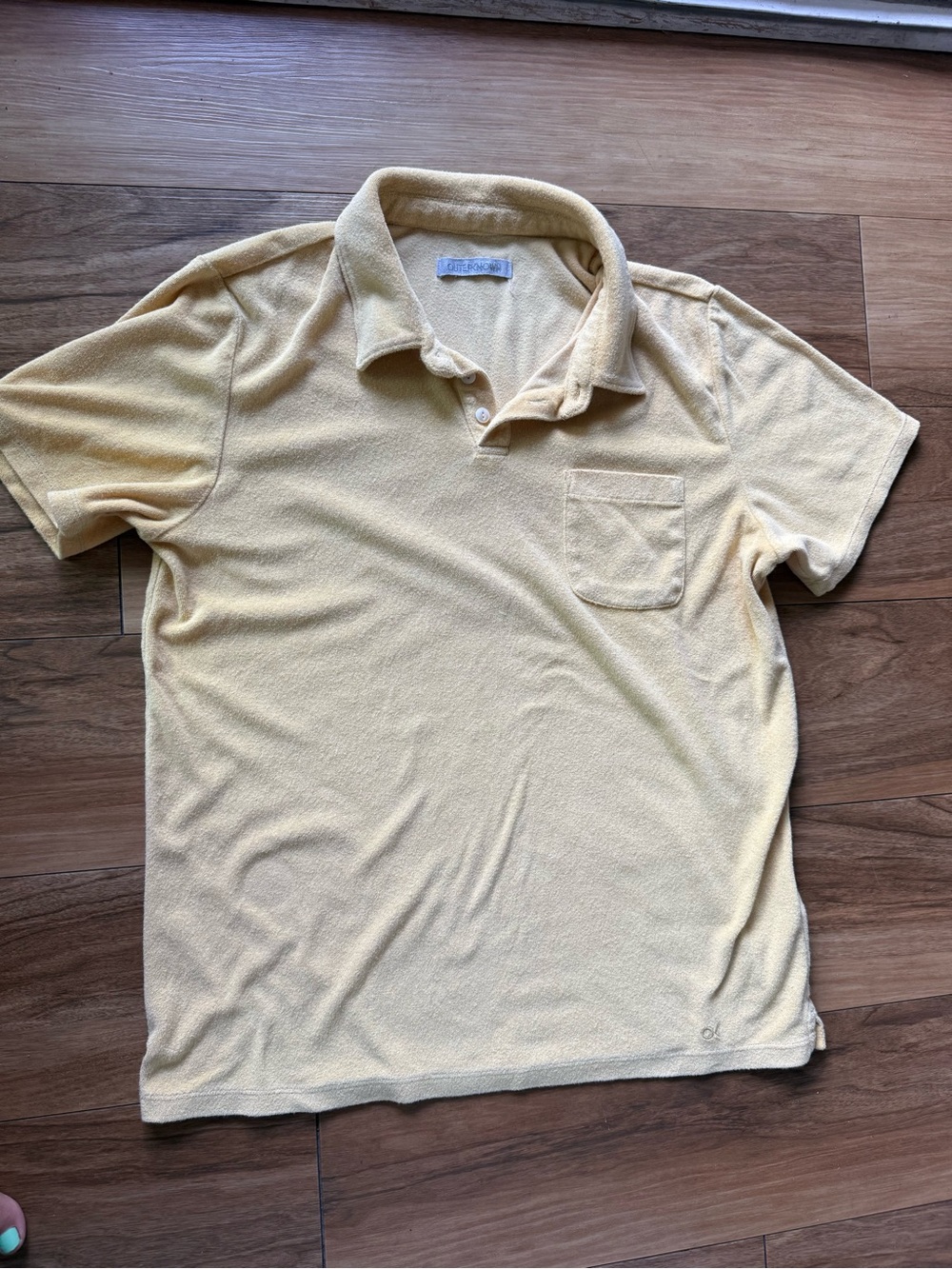 Outerknown Hightide Terry Polo Maize Organic Cotton Blend Men’s Large